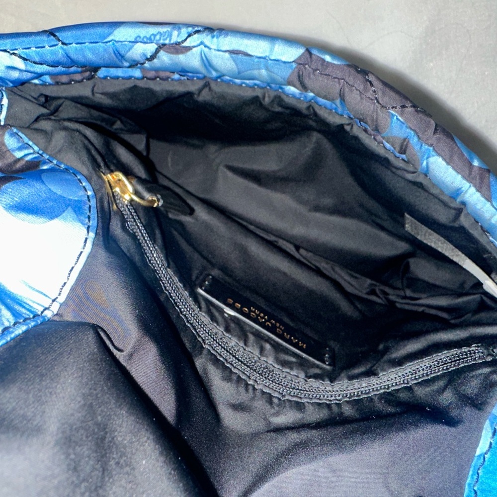 Marc Jacobs Blue and Black Quilted Nylon Crossbody Floral Messenger Bag - Picture 6 of 8